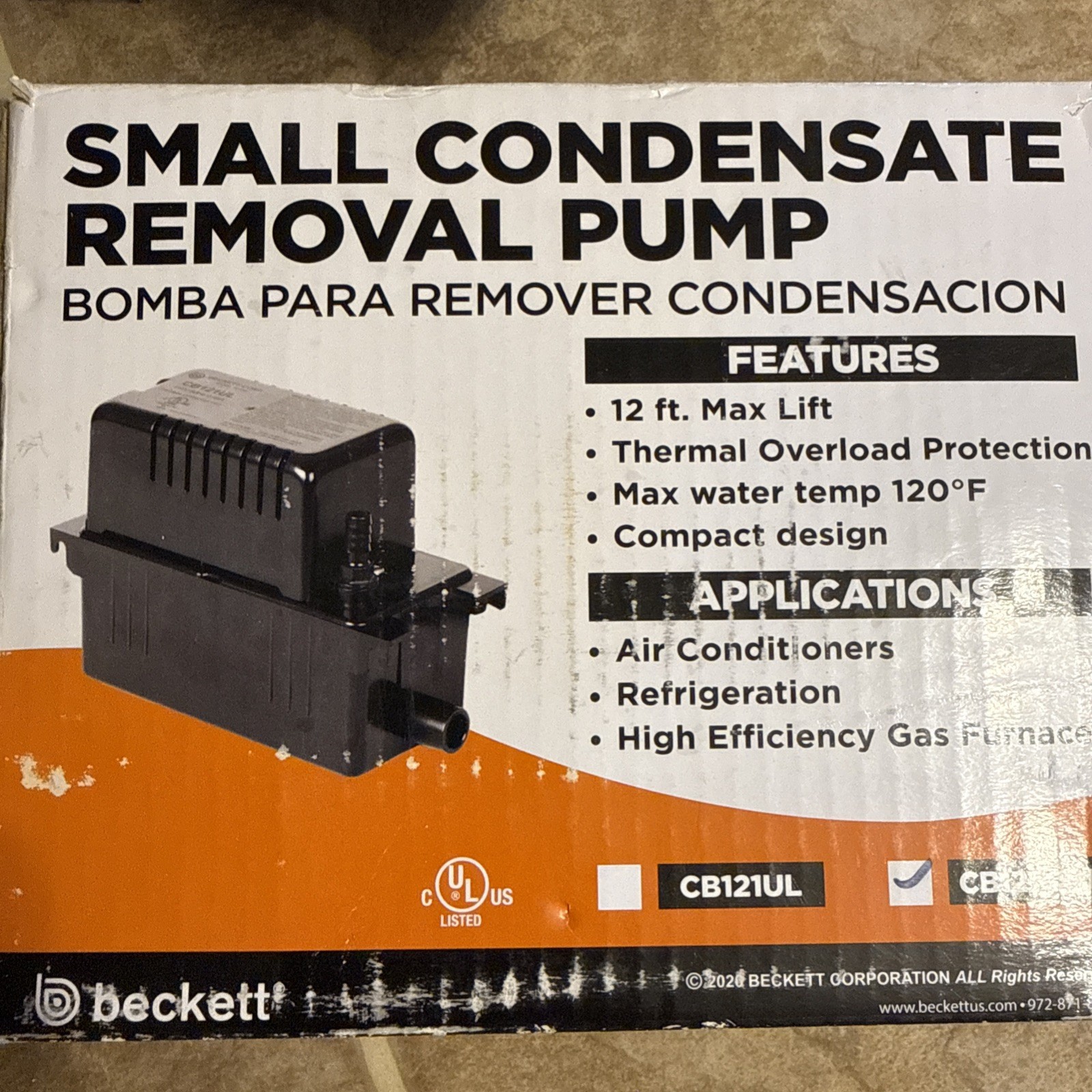 Beckett Small Condensate Removal Pump CB121LSUL 115V gallery