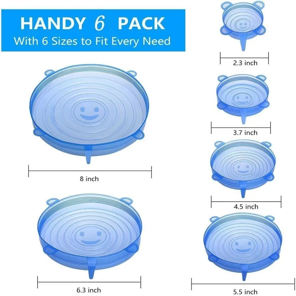 6Pcs Stretch Silicone Lids Bowl Reusable Kitchen Food Storage Wrap Sealing Cover gallery