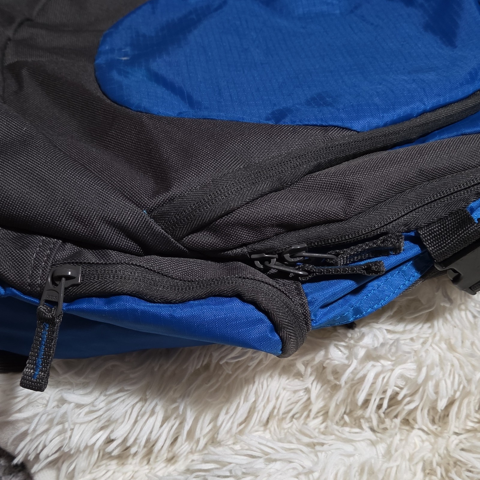 Large Blue/Black Hiking Backpack, Zip Closure, Padded Straps, 6 Pockets 3