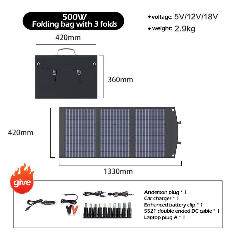 500W 1000W 1500W 2000W Solar Panel Portable Folding Bag Solar Charger 12V Outdo gallery
