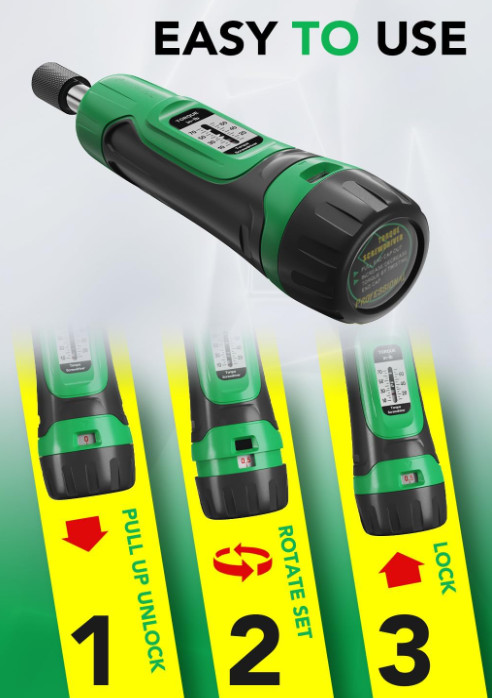 Torque Screwdriver, 1/4" Drive Screwdriver Torque Wrench 10-70 Inch Pounds gallery