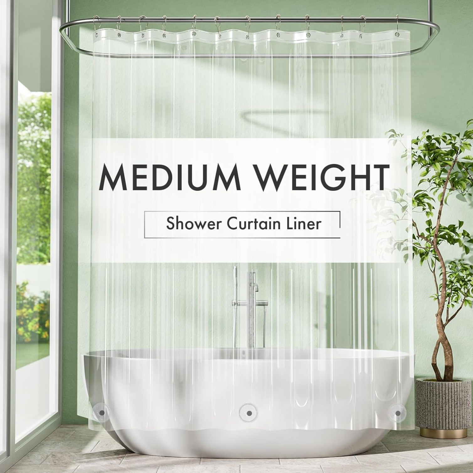 72x84 Clear Shower Liner PEVA Waterproof Inside Shower Curtains with 3 Magnets gallery