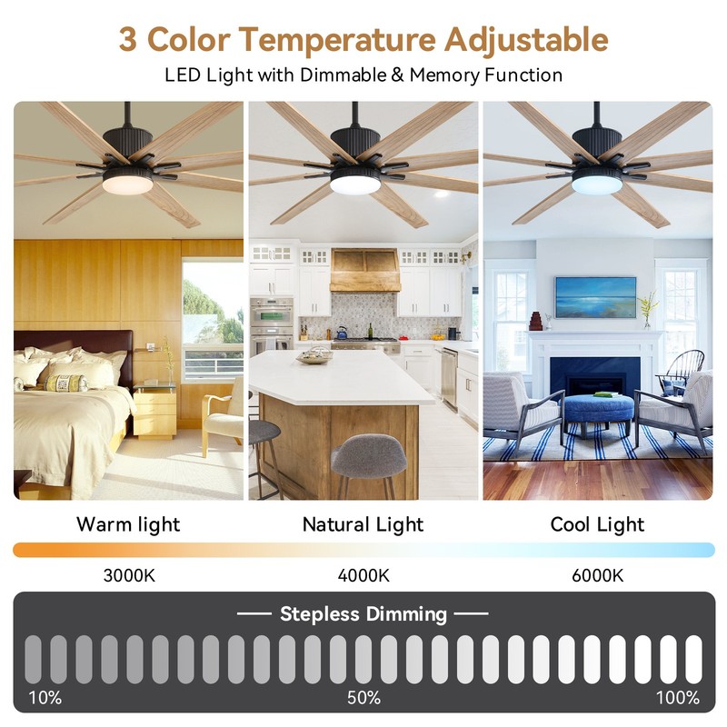 76in Solid Wood Ceiling Fan With Smart APP & Remote Control for Farmhouse Indoor gallery