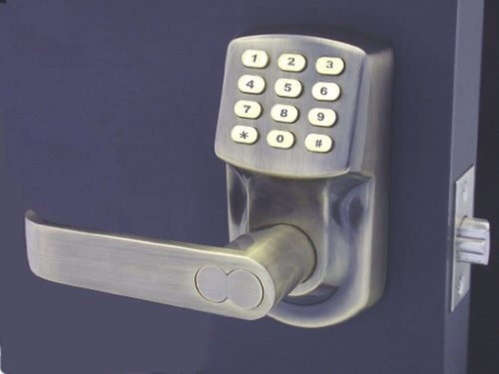 Electronic Keyless Door Lock - Antique Brass (Left Hinged Doors Only) Battery gallery