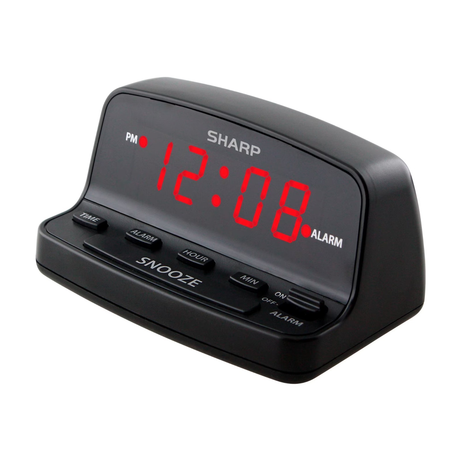 SHARP DIGITAL ALARM CLOCK Loud Alarm Snooze Keyboard Controls LED Display Black gallery