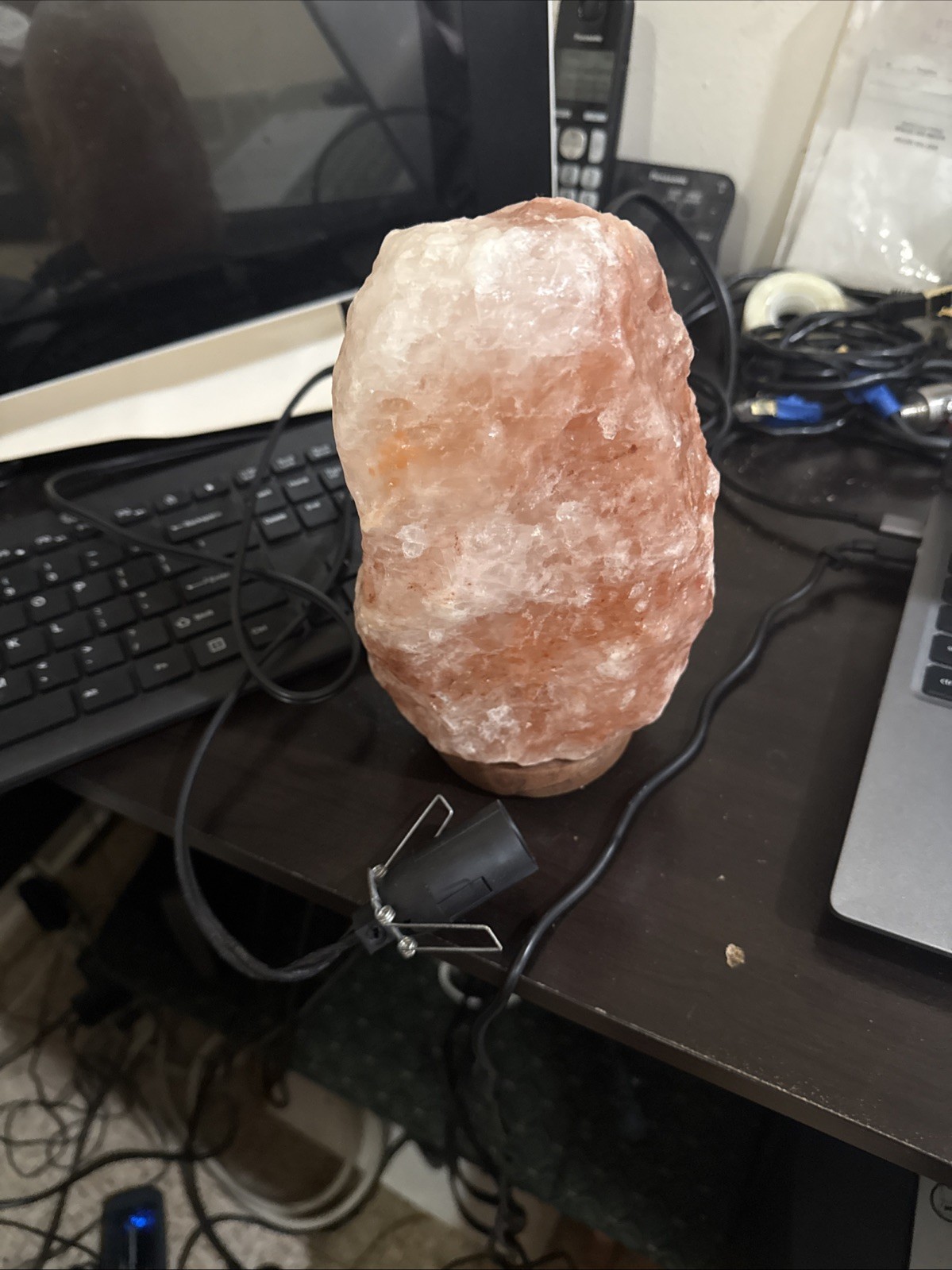 WBM Salt Lamp - Himalayan Salt Lamp , Natural Pink Crystal, 5-7 lbs, Wooden Base gallery