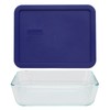 Pyrex 7211 6-Cup Glass Storage Dish w/ 7211-PC 6-Cup Navy Blue Plastic Lid gallery