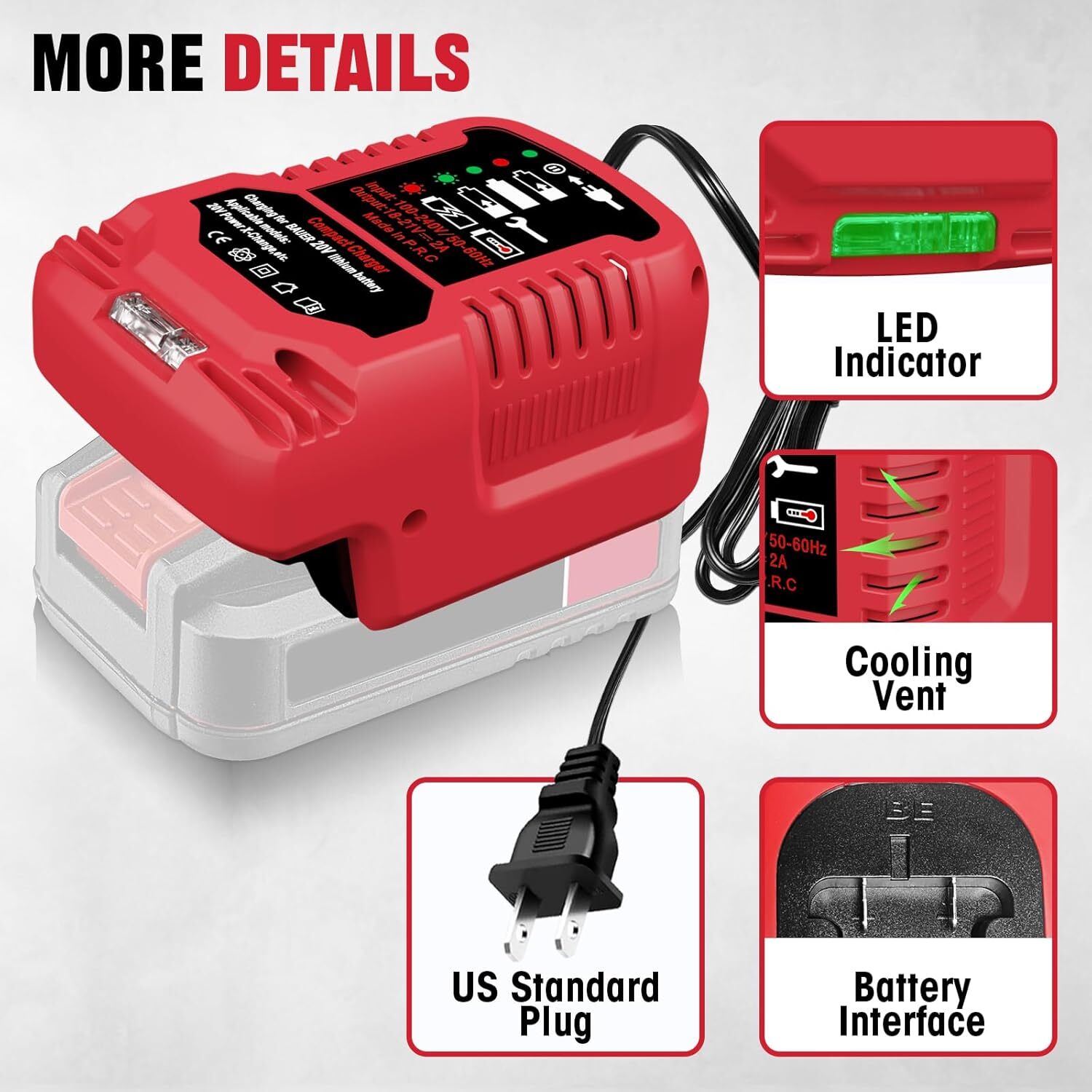 Car Charger for Bauer 20V Battery Charger with LED Indicator Charger Station gallery