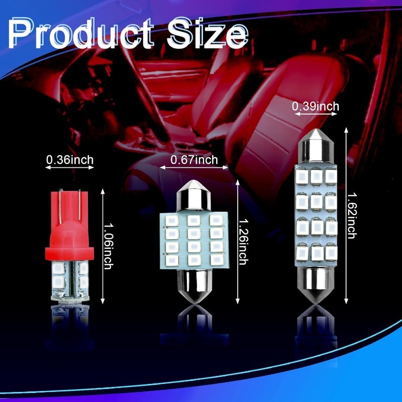 24PCS LED Interior Replacement Bulbs, Interior Car Lights, Dome Lig Color: red gallery