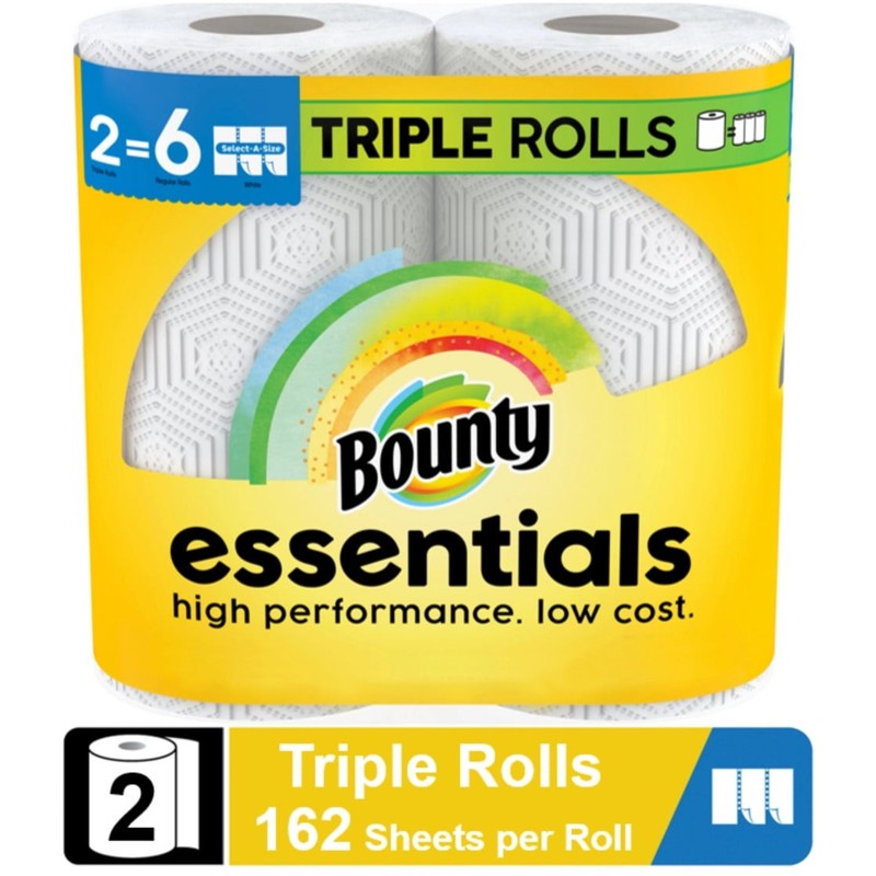 Essentials Select-A-Size Paper Towels, 2 Triple Rolls，White,162 Sheets Per Roll gallery