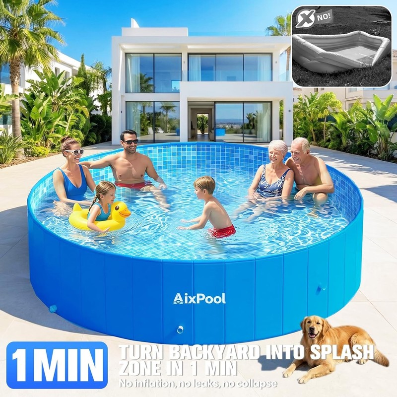 Large Foldable Non-Inflatable Pool for Adult, Foldable Swimming Pool, 7.5 Ft gallery