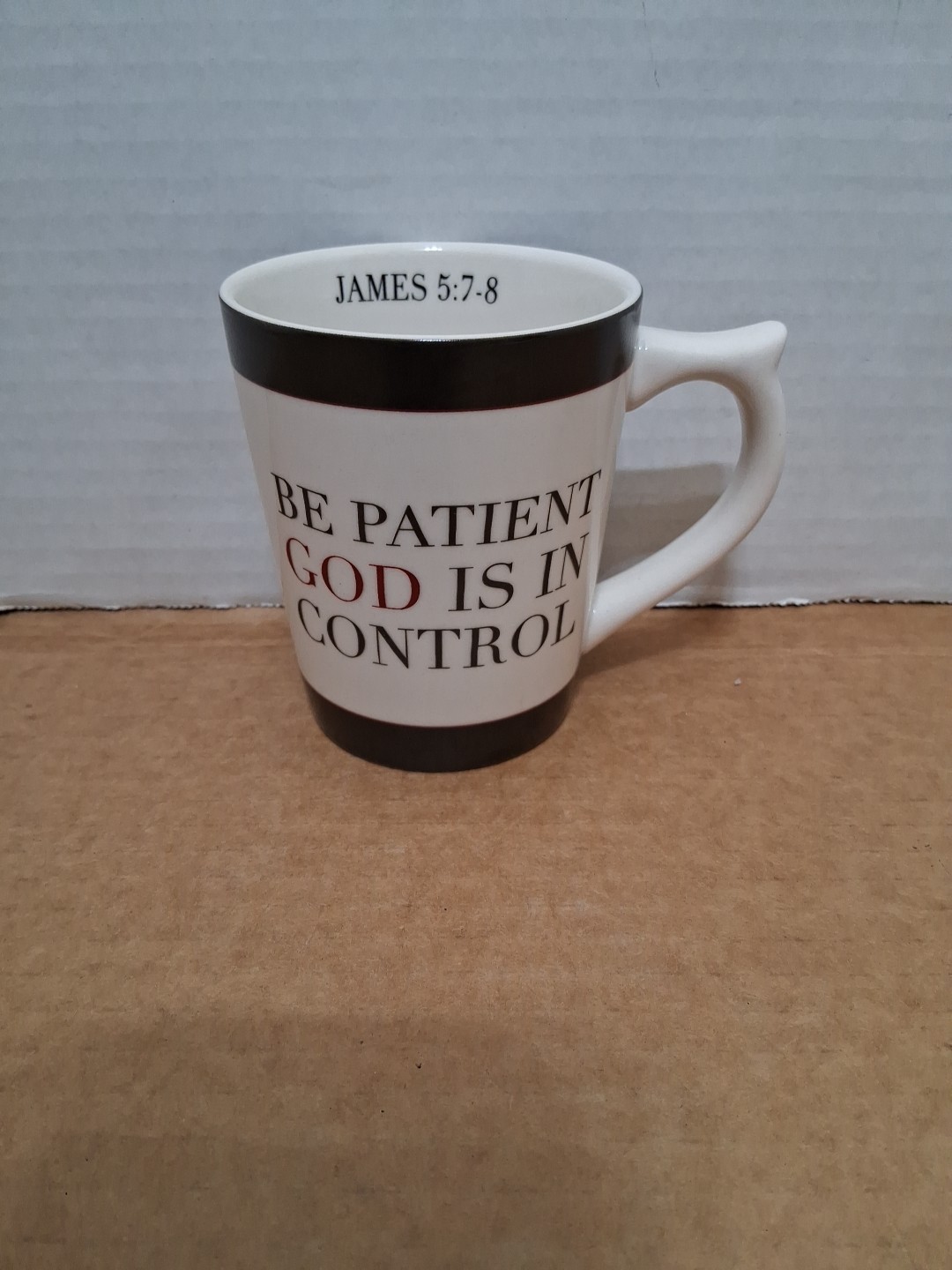 Ceramic Coffee Mug - Be Patient God Is In Control (James 5:7-8 Bible verse) gallery
