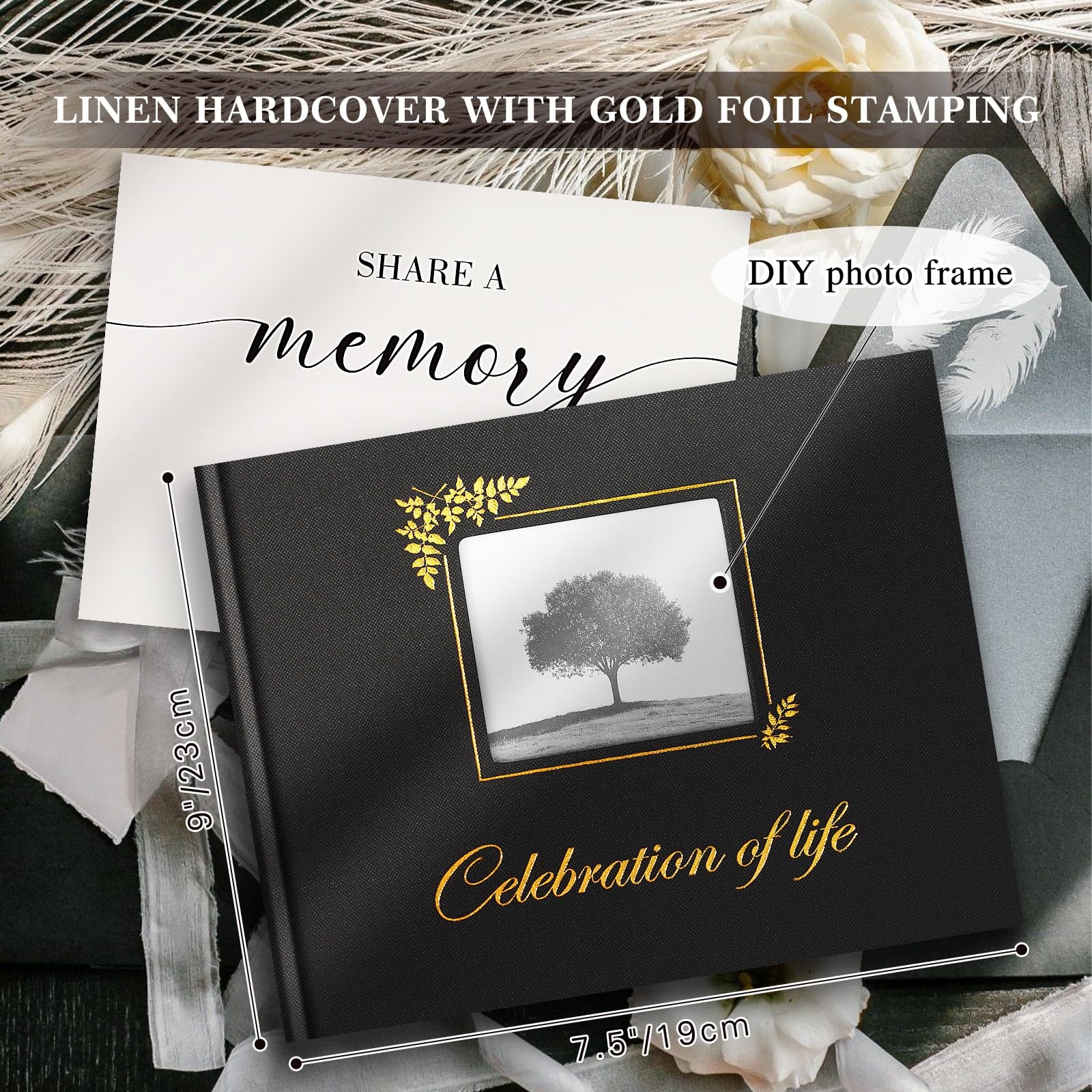 Funeral Guest Book for Memorial Service, Linen Celebration of Life Registry G... gallery
