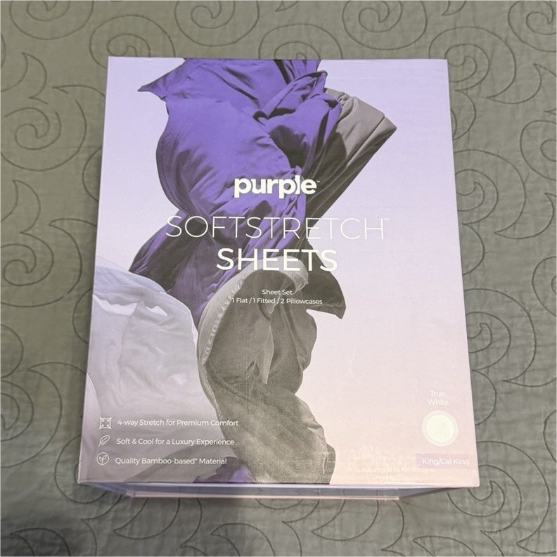 Purple SoftStretch Stretch Bamboo-Based Sheet Set King/Cal King True White