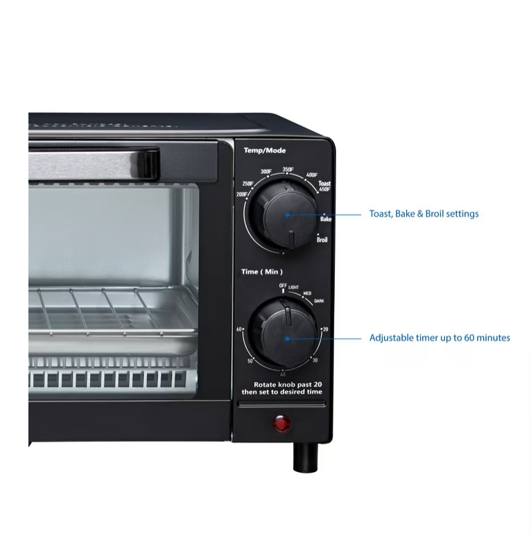 Mainstays 4 Slice Toaster Oven 3 Settings Includes Baking Rack Pan Black gallery