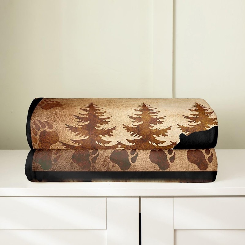 Bear Flannel Fleece Throw Blanket Rustic Cabin Country Wildlife Twin 60x80 gallery