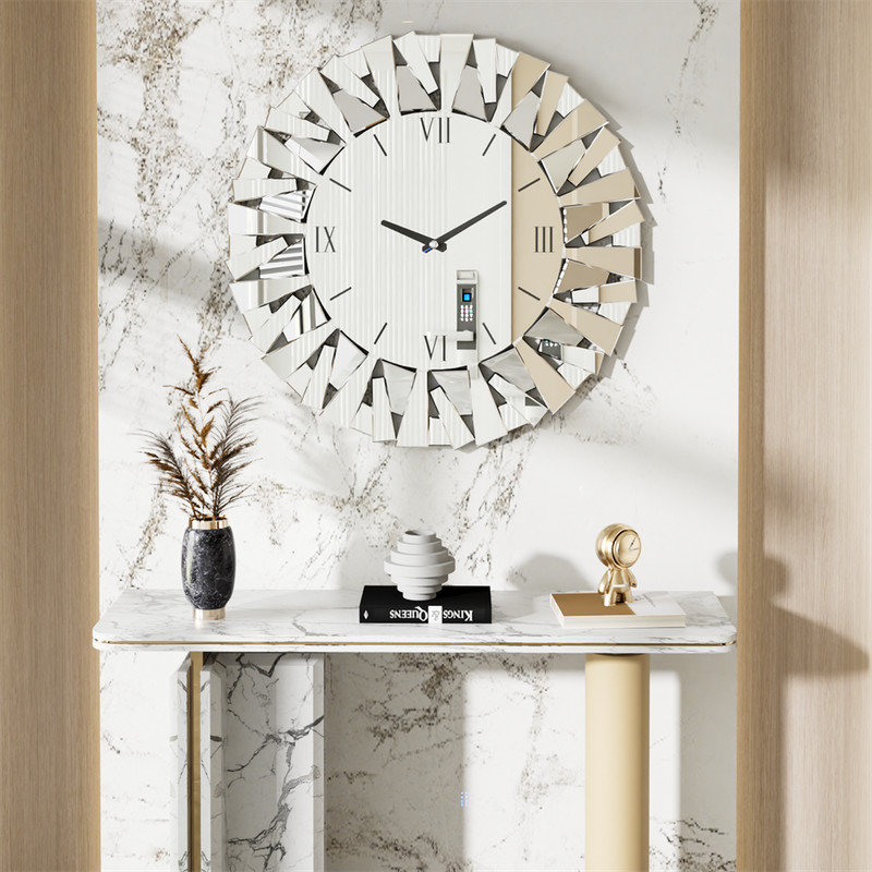 32In Round Sunburst Large Wall Clock fr Entryway Living Room Bedroom Decorative gallery