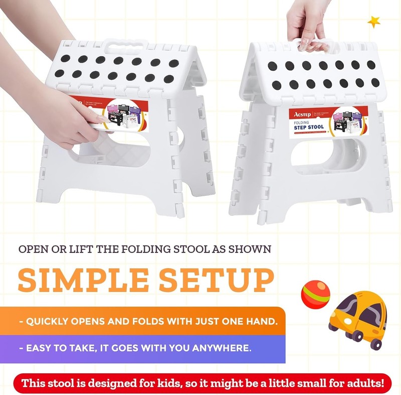 7.5 Inch Folding Step Stool 2 Pack 165 LB Capacity Plastic Foldable Stools W/ gallery