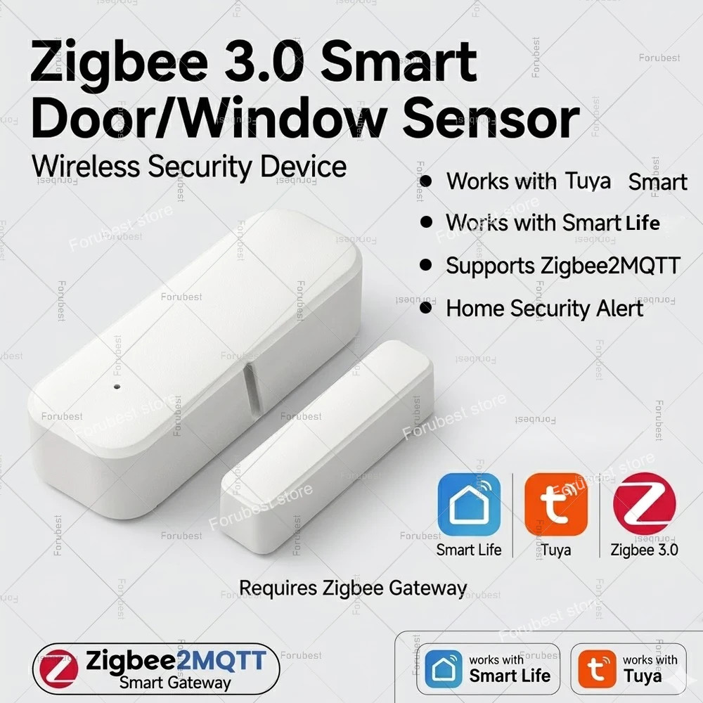 Zigbee Door Window Sensor for Smart Home Security Alarm with HA 2MQTT