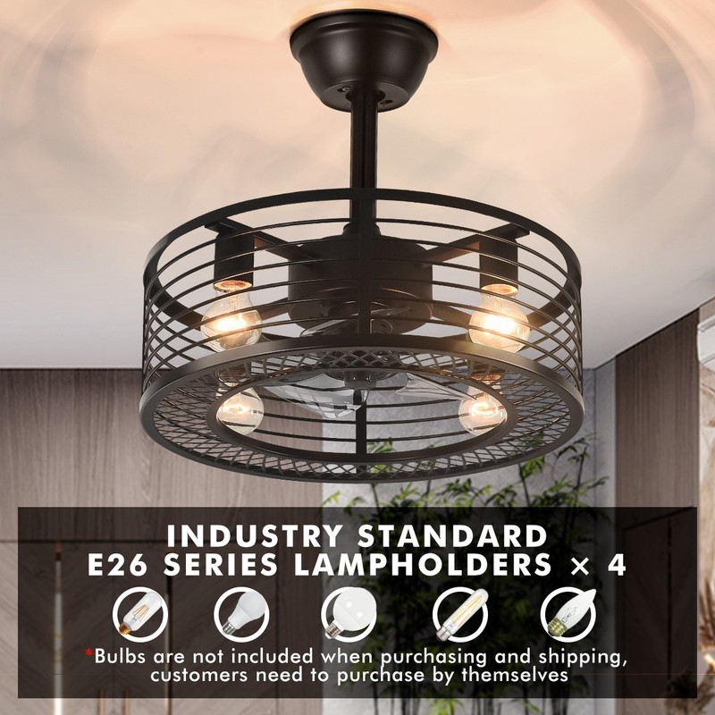 Modern 6-Speed Ceiling Fan Reverse Blades Chandelier 4-Light Pendant Lamp+Remote gallery