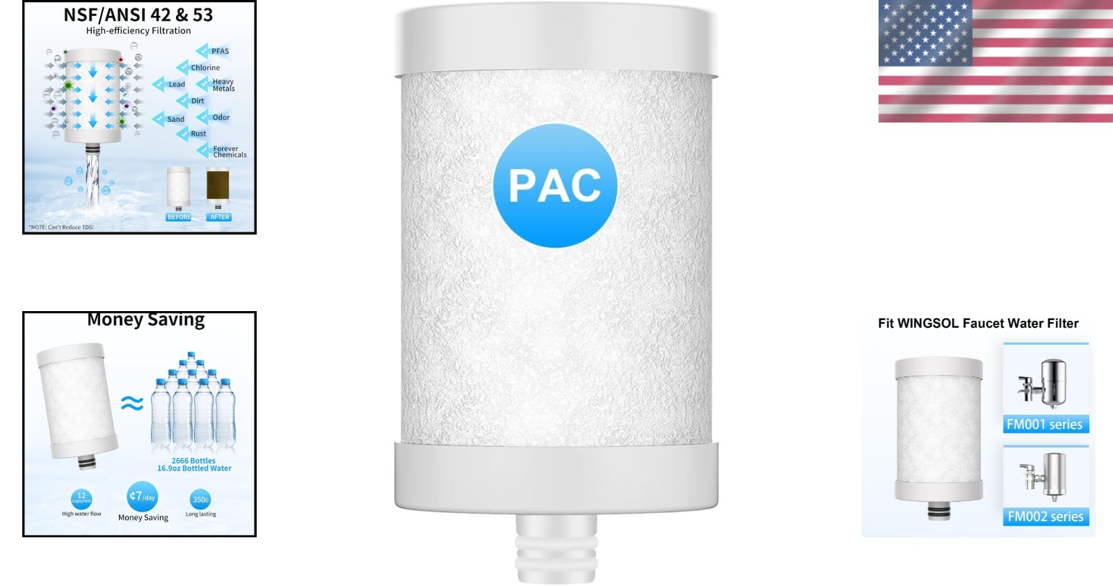 Carbon Fiber Replacement Filter Cartridge for WS-FM001/WS-FM002 - 1 Pack gallery
