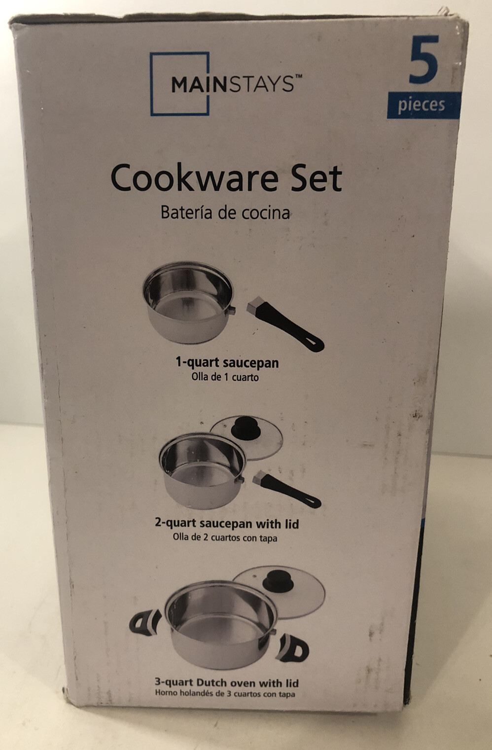 Mainstays 5 Piece Cookware Set Stainless Steel 2 Saucepans, 1 Dutch Oven, 2 Lids gallery