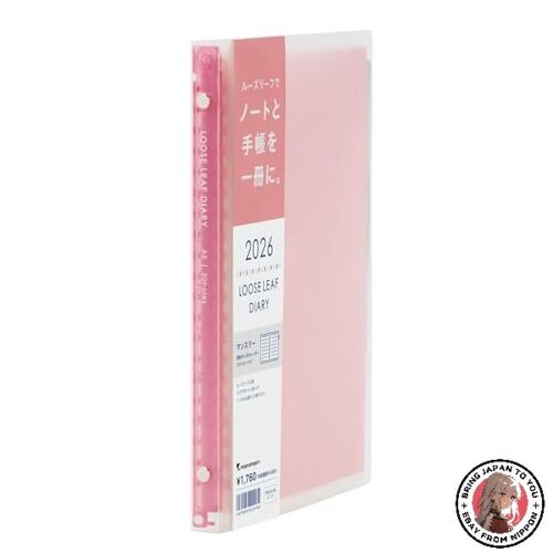 NEW Maruman 2026 Planner Notebook Diary Monthly 20-Hole A5 Pink FD424-26-08 gallery