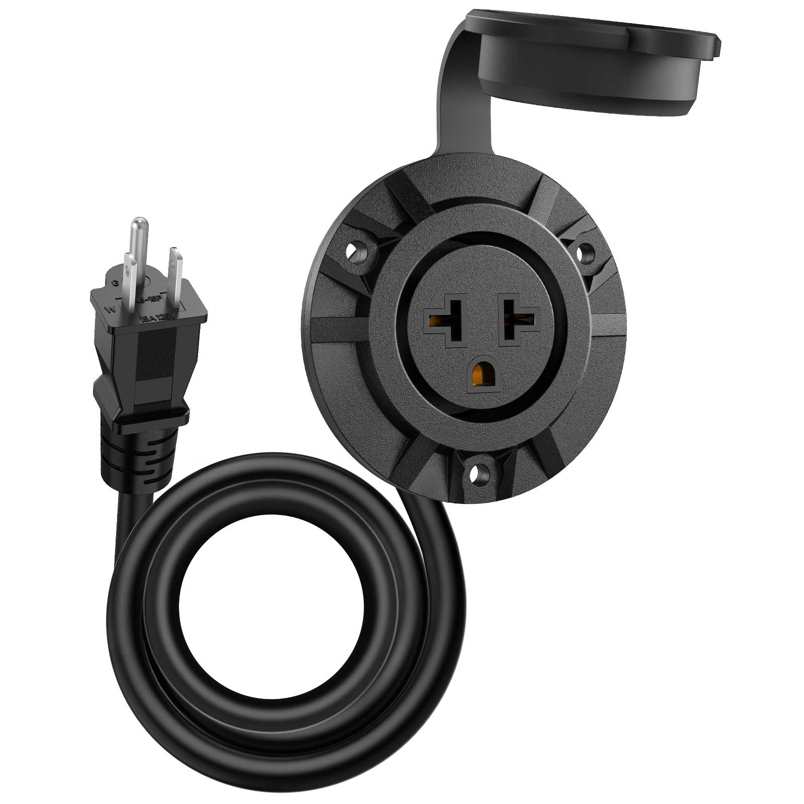 Universal 5-in-1 Outdoor RV Shore Power Outlet 20A 125V 20" Extension Cord 12AWG gallery
