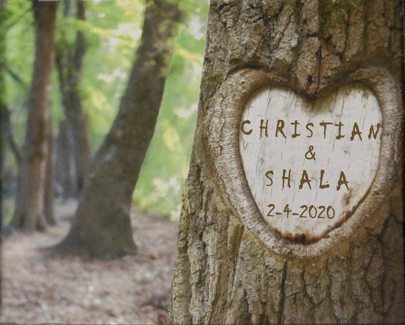 PERSONALIZED TreeCarving Print–8x10-Wed/Anniv/VALENTINE Gift - Add Names+Date gallery