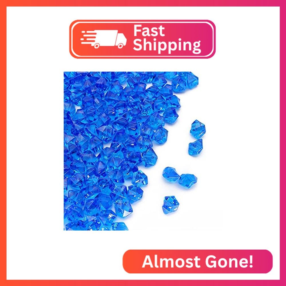 PMLAND Clear Fake Ice Rocks – 180 Pcs Large Royal Blue Acrylic Gems Crushed Plas gallery