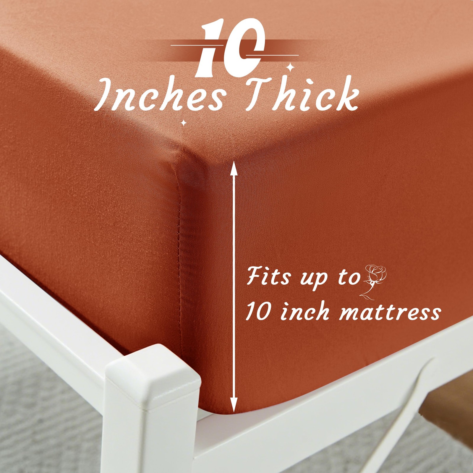 Cot Fitted Sheet, 31 x 75 Inch Burnt Orange Cot Sheets, Ultra Soft and Breath... gallery