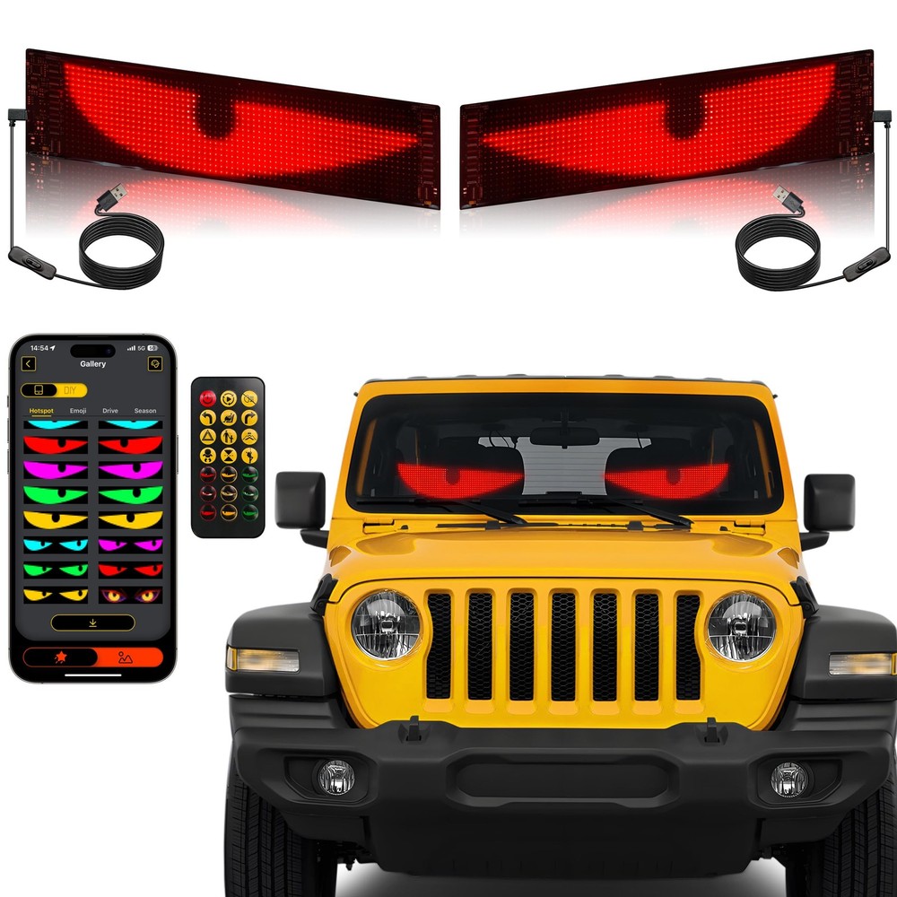 2PCS 15inx4in Devil Eyes Light for Car Windshield,Ojos LED para 2pcs 15*4in