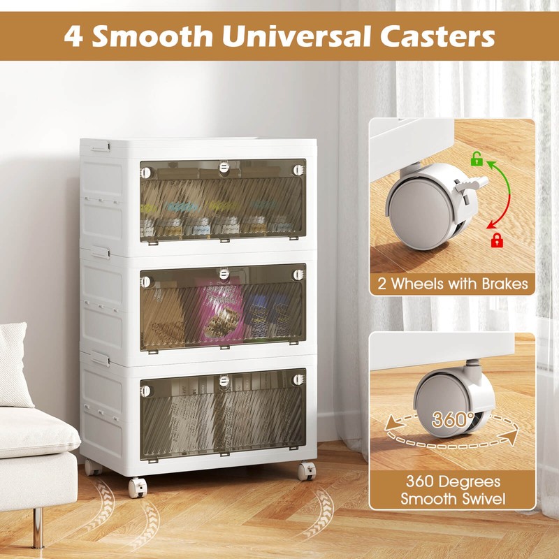 3-Tier Stackable Storage Bins 33-gal Collapsible Storage Boxes w/ Lid Organizer gallery