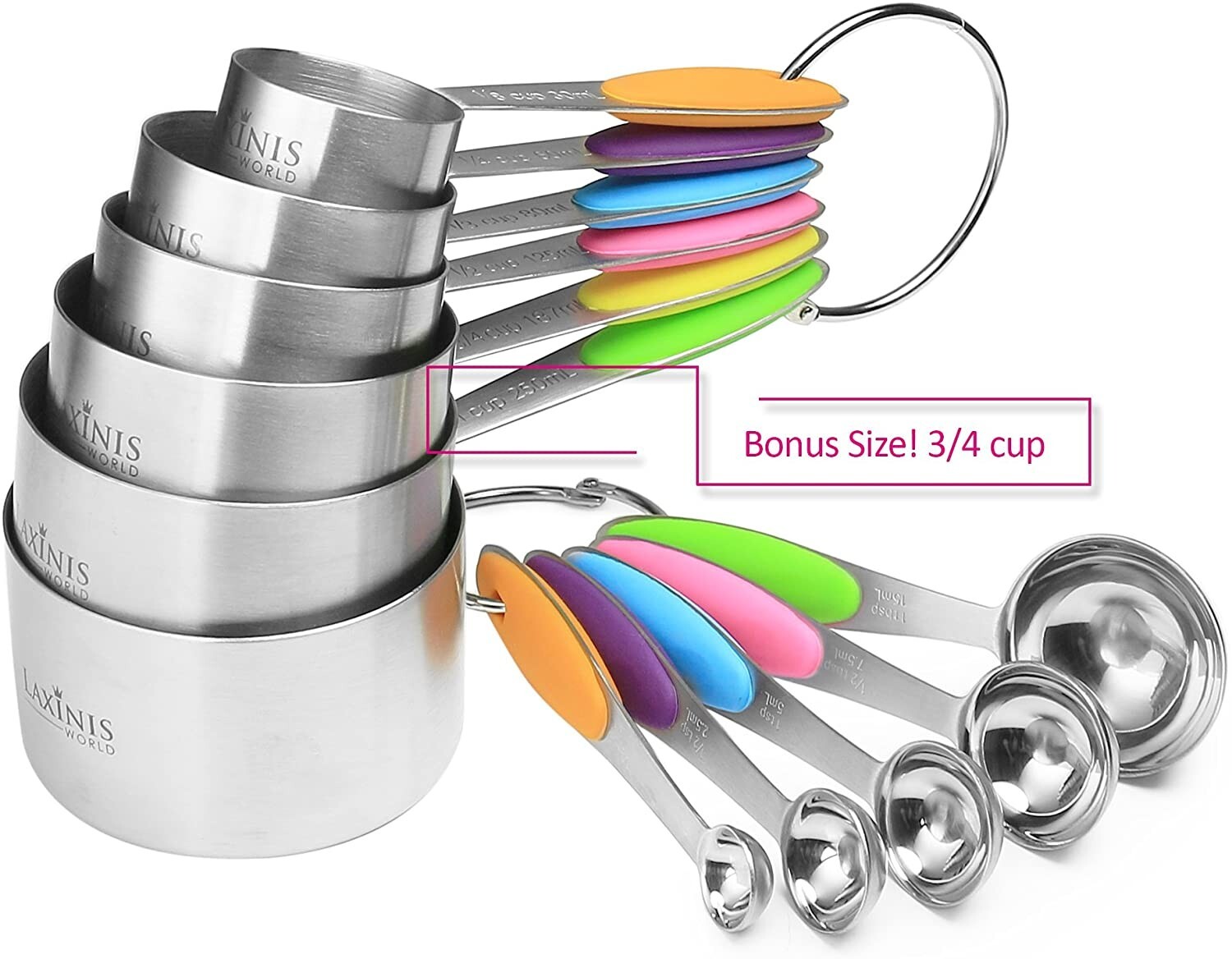 Stainless Steel Measuring Cups & Measuring Spoons 10-Piece Set 5 Cups & 5 Spoons gallery