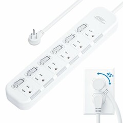 6Outlets Surge Protector Power Strip Individual Switches Flat Plug 6ft Cord 900J