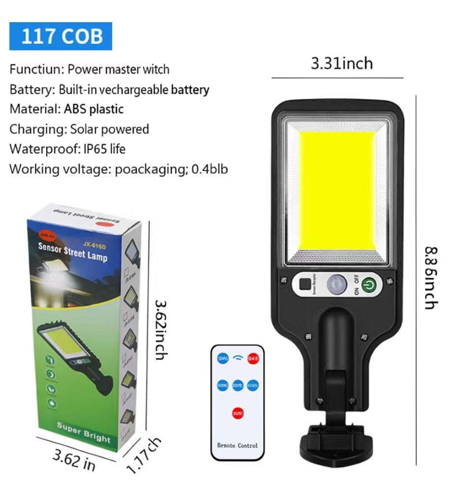 1200W LED Solar Flood Light Motion Sensor Security Wall Street Yard Outdoor Lamp gallery