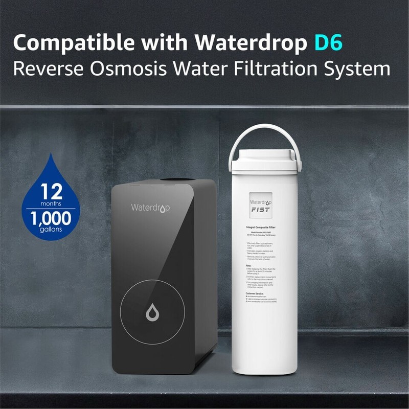 Waterdrop Refurbished D6 Reverse Osmosis System with WD- D6RF, 2 Filters, 2 Year gallery
