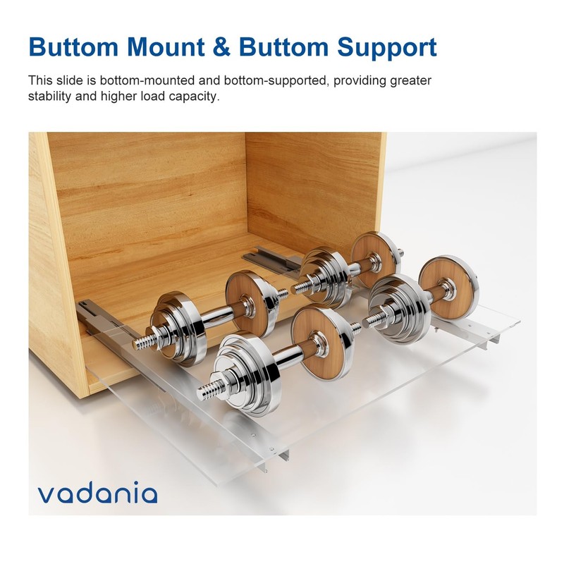 14" Undermount Drawer Slide Soft Close Bottom Mounted & Bottom Support 88 lb gallery