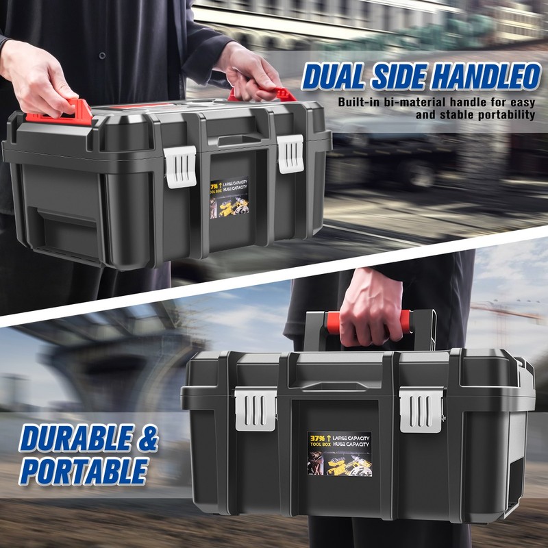 2x Large Tool Box Lockable Organizer Storage Set for Workshop Garage Household gallery
