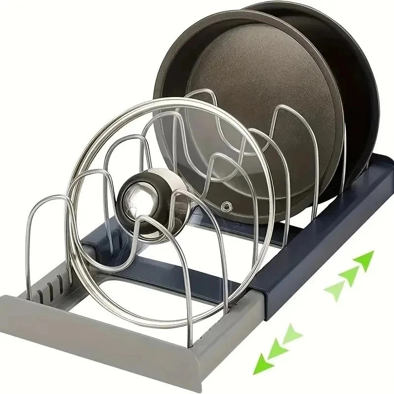 Expandable Adjustable Kitchen Organizer Rack for Pot Lids, Pans, Plates Cabinet gallery