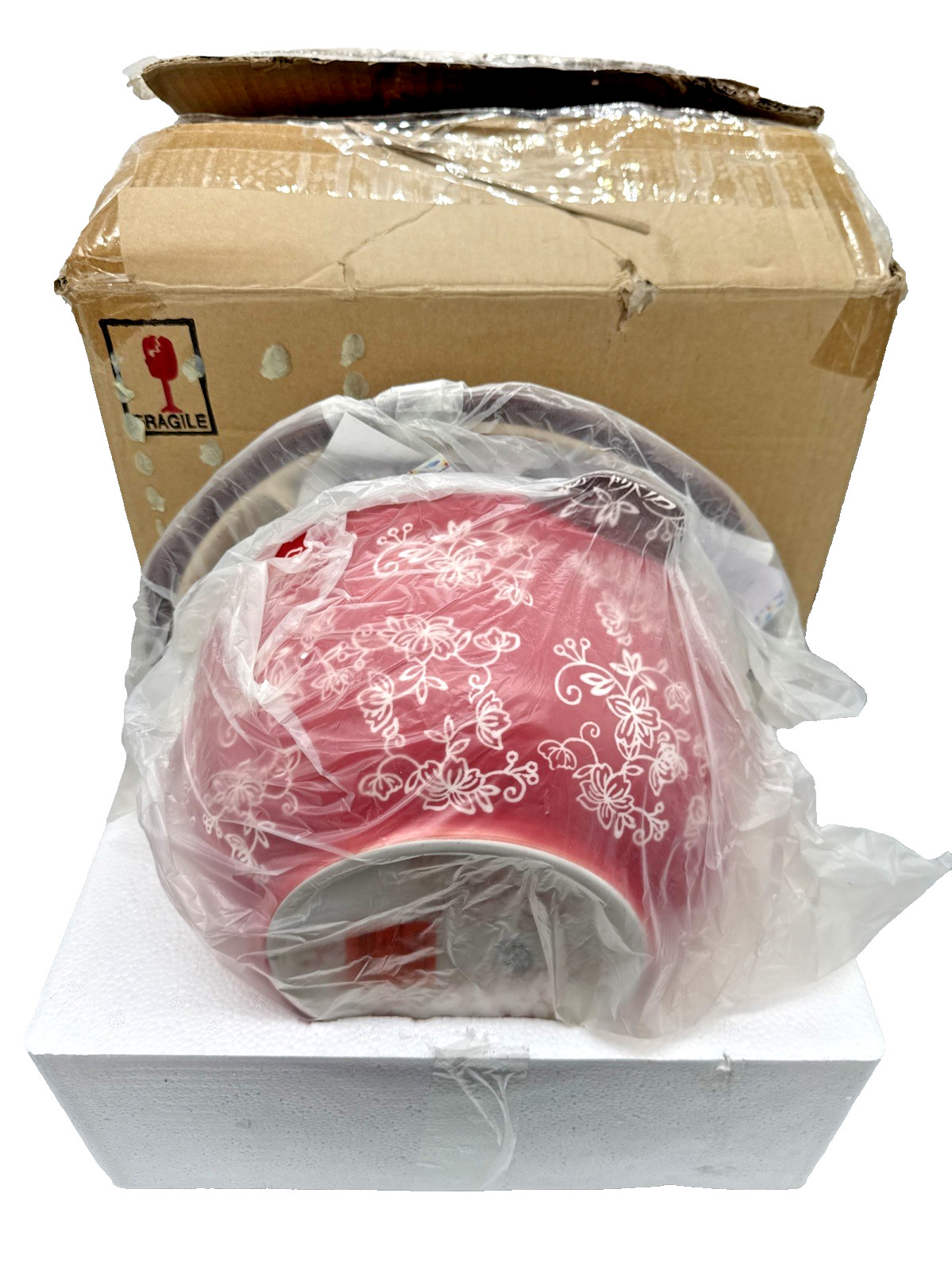 Temp-tations Floral Lace Red 3 Pc Set NEW 4 Qt Bowl Cake Stand Platter Dip Bowl gallery