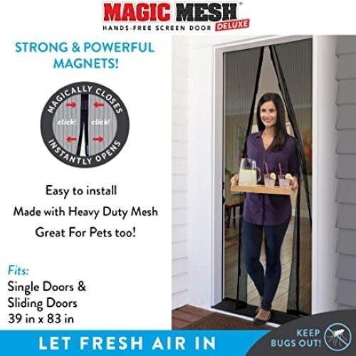 Magic Mesh Deluxe Hands Free Magnetic Screen Door 39"x83" - Black (MM011124) gallery