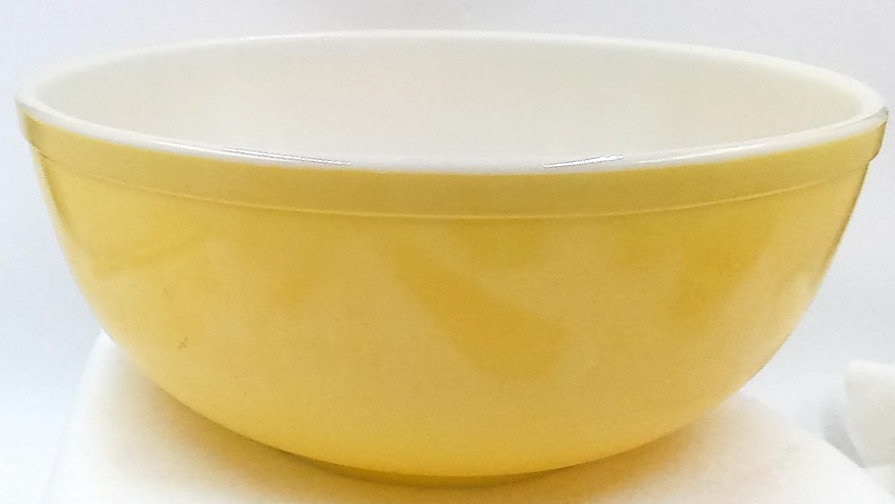 Pyrex Mixing Bowl Nesting Yellow Rainbow Primary Color 404 Glass Vintage MCM USA gallery