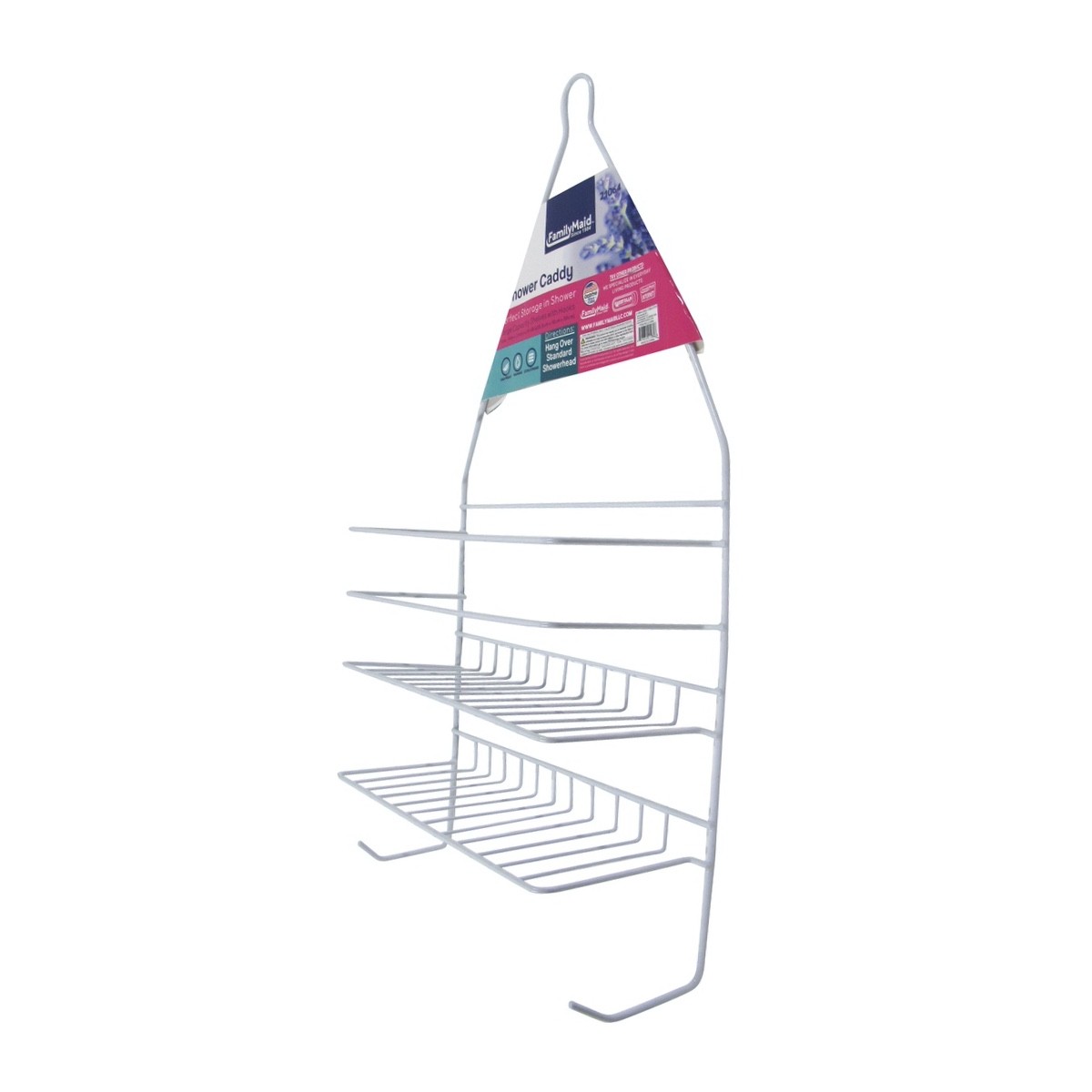 Hanging White Metal Shower Head Caddy Bathroom Storage Bath Shelf Organizer Rack gallery