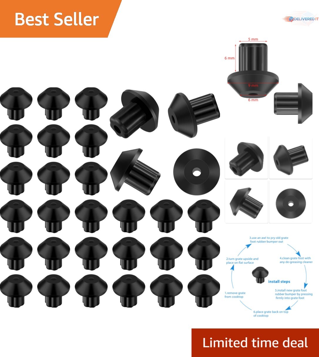 48 High-Quality Rubber Grate Feet for GE WB2K101 Gas Ranges - Easy Install gallery