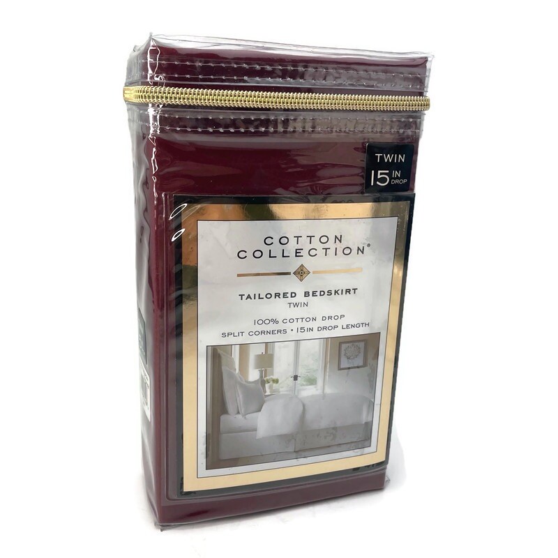 Levinsohn Cotton Collection Twin Tailored Bedskirt 15 in drop Burgundy 39” X 75” gallery