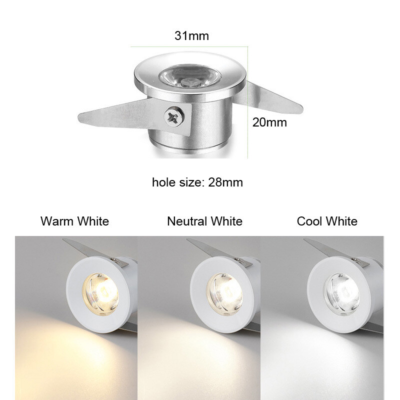 10/20PCS 1W Mini Recessed LED Ceiling Downlight Spot Light Lamp Cabinet 110-240V gallery