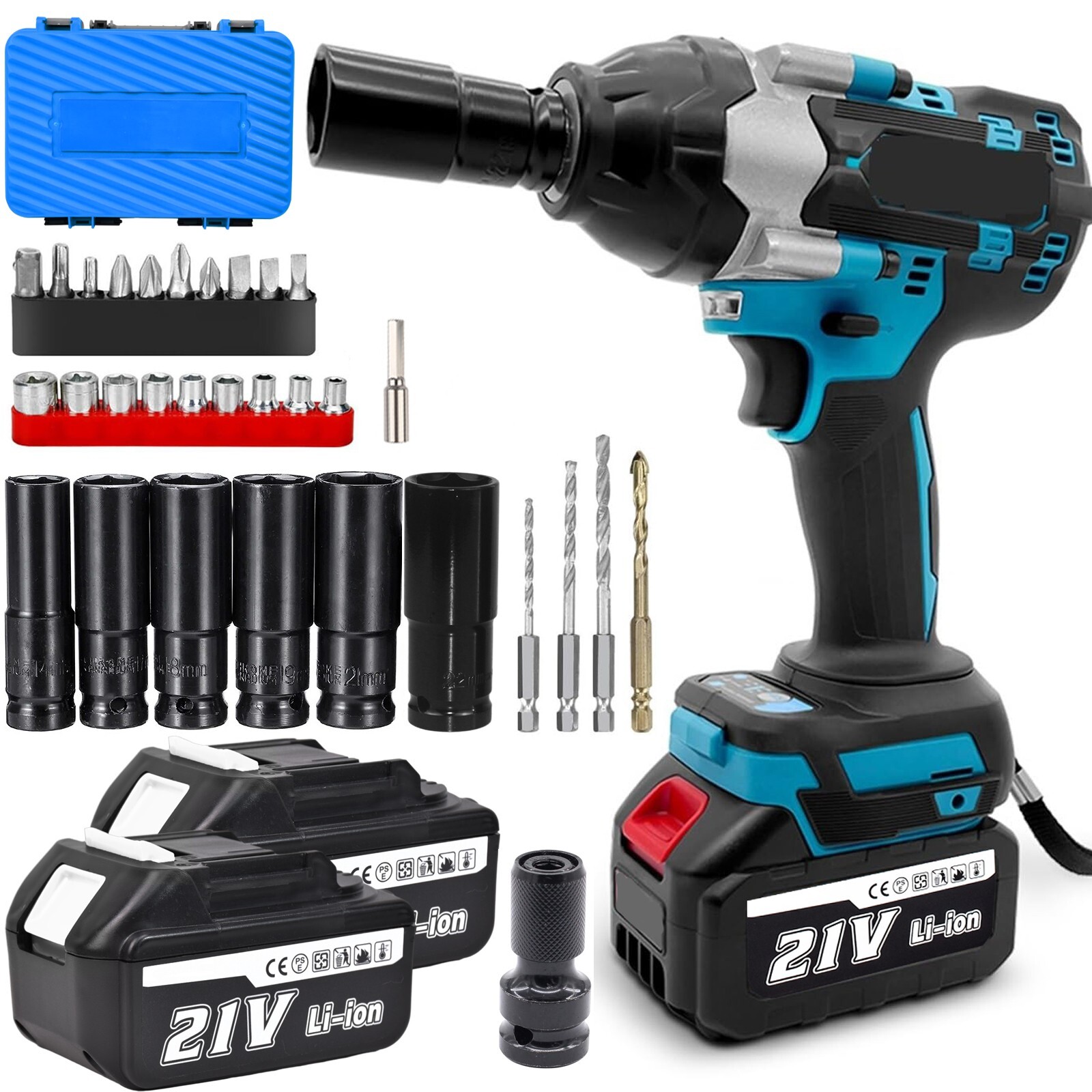 21V Cordless Impact Wrench 1/2'' 738Ft Pounds Max Torque 6PC Drive Impact Socket gallery