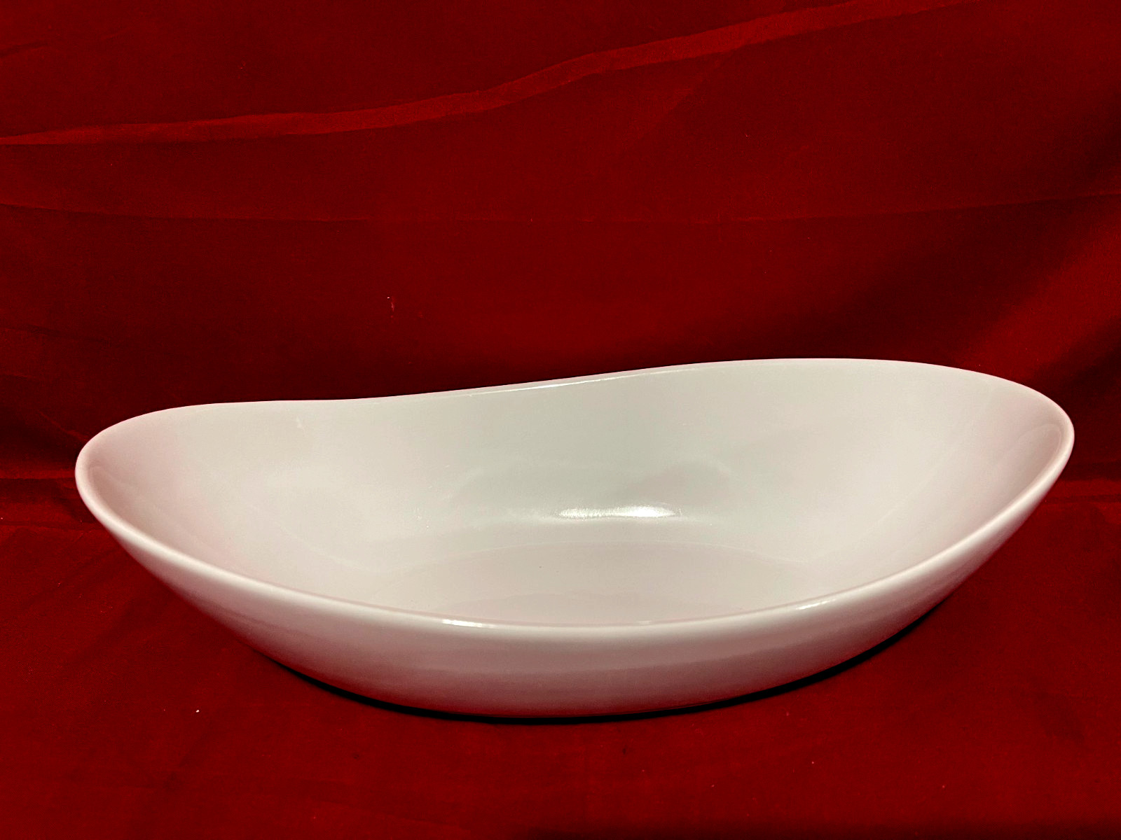 Over & Back Sides Oval Curves White Porcelain Serving Bowl(s) 12" x 6" gallery