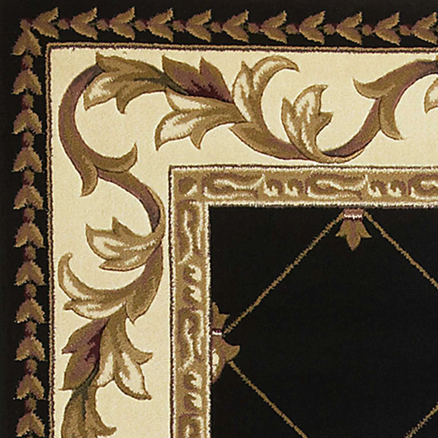 2' X 3' Black Machine Woven Hand Carved Fleur De Lis Indoor Accent Rug gallery